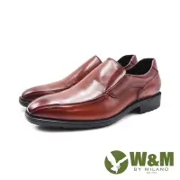 在飛比找Yahoo奇摩購物中心優惠-W&M(男)雙線光澤真皮輕量型皮鞋 男鞋-刷棕