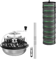 iPower 16 inch Bud Leaf Bowl Trimmer, Twisted Spin Cut with Stainless Steel Blades, 2ft 8-Layer Foldable Hanging Herb Mesh Rack with Zippers and Pruner Included for Hydroponics Leaves and Buds