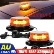 2x Magnetic 36 LED Amber Flashing Rotating Beacon Strobe Alarm Warning Light