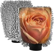 XYMZR Orange Rose Absorbent Microfiber Car Wash Mitt, Funny Cute Anime Scratch Free for Cars Cleaning, Home Cleaning Mitts, 2 Pack, 10.24” L x 7.09” W