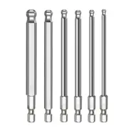 6pcs Ball End Hex Screwdriver Bits Metric Hex Bit 100mm Long Magnetic Driver Bit