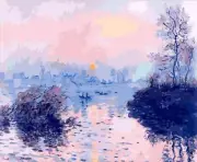 Sunset Seine At Lavacourt Winter By Claude Monet Paint By Numbers Kit Painting