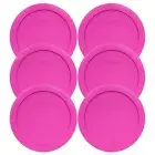 Pyrex 7201-PC 6" Pink Plastic Storage Cover Lid 6 Pack New for 4 Cup Glass Bowl