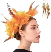 [KASESSS] Fascinators for Weddings, Fascinator Headband Elegant, All fascinators, sFacinators, Feather Headband for Women Girls, Wedding Fascinators for Cocktail Tea Evening Party Prom Hair Accessories