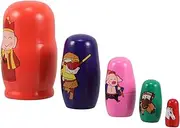 GARIOUANS 5pcs Wooden Russian Nesting Dolls Wukong West Edition Boy Girl Educational Toy for Boy Girl Birthday Holiday Party Favor