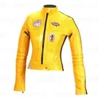 New Woman Kill Bill Movie Cowhide Motorcycle Biker Leather Jacket -442