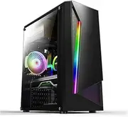 Mid-Tower ATX, M-ATX, Mini-ITX Gaming Case, Tempered Glass Side Panel, Grid Front Panel Vertical GPU Bracket Supports Water Cooling(Black)