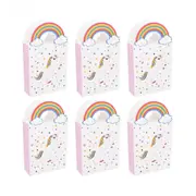 ANYPARTY Party Treat Bags White 10Pcs With Rainbow Handle Unicorn Print Paper Pouches