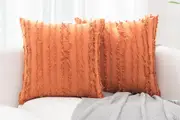 2Pcs 45x45CM Tassels Design Boho Throw Pillow Case Sofa Cushion Cover-Orange