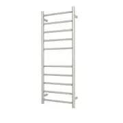 Radiant RTR430 Round Bar Heated Towel Rail - 430 x 1100mm- Brushed Satin - Stainless Steel - Bottom Right/Top Left Wiring