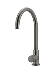 Meir Round Gooseneck Kitchen Mixer Tap with Pinless Handle - Shadow Gunmetal