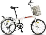 WWCEEM Adult Folding Bicycle 20 Inch Men and Children's Bicycles Speed Adjustable Women Bicycle Children's Outdoor Bicycle Suitable for