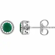 Emerald "May" Birthstone Earrings In 14K White Gold