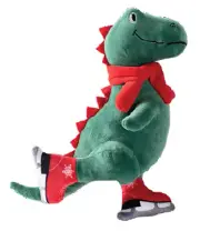 Fringe Studio Christmas Plush Squeaker - Triple Axle Ice Skating T-Rex Dog Toy