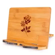 Bamboo Book Stand 11 x 8.0 inch, Foldable Cookbook Holder with 6 Adjustable H...