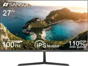 SANSUI Monitor 27 Inch IPS 100Hz Computer Monitor, FHD 1080P HDR PC Monitor w...