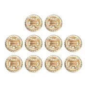 10pcs Metal Round Buttons 25mm Alloy Shank Sewing Craft Buttons, Gold