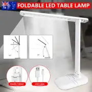 Dimmable Touch Table Lamp Bedside Study LED With USB Port Desk Light Foldable AU