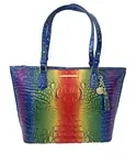 BRAHMIN Medium Asher Popsicle Ombre Melbourne Rainbow Leather Croc Tote Purse