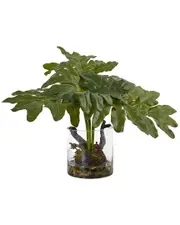 Nearly Natural Philodendron Arrangement with Vase