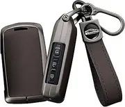 TECART Smart Remote Car Key Case Key Fob Holder Keyring fit for Mazda 3 Alexa CX-4 CX-5 CX-8 CX-30 CX-9 Mazda 6 2019-2020 Protector Zinc Alloy Key Fob Cover 3 Buttons Leather Car Key Shell A Brown