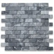 K63XH Bardiglio Gray Dark Grey Marble 1x2 Brick Subway Mosaic Tile Honed