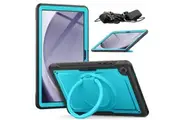 Samsung Galaxy Tab A9+ 11 inch 2023 Drop Protection Frosting Handle Bracket Case with Screen Protector & Shoulder Strap-LightBlue