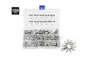 Battery Copper Cable Lugs Crimp Ring Terminals Electrical Wire Connector Kit-100PCS