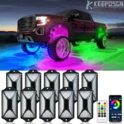 10 Pods RGB+IC LED Rock Lights Kit Chasing Color Wireless APP Remote Control