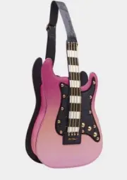 Betsey Johnson Kitsch Pretty N' Funk Pink Guitar Music Concert Crossbody Handbag