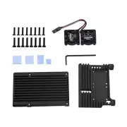 Metal Black Case Shell Box W/ Dual Fan Heatsink For Raspberry Pi 4 Model B 4B*