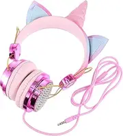 HOMOCONO Fashionable Cartoon Headphones 1.2m Cable Adjustable Headband Headset for Cellphone Gaming