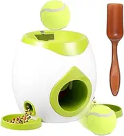 Dog Ball Launcher Interactive Puppy Ball Thrower Machine with Automatic Treat Dispenser Fun Dog Training Toys for Outdoor Indoor(Green,2 Balls)