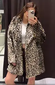 Zara Animal Print Faux Fur Coat Leopard Beige Brown Size XS S M L 1255/771 New