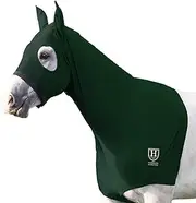 Harrison Howard Stretch Hood No Eye/Ear Covers Head, Shoulders, Mane, Chest, Withers Perfect for Show/Event Preparation-Hunter Green M