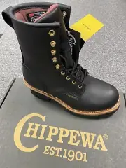 Chippewa 8" Waterproof Insulated Steel Toe EH Womens Logger Boot, 10W US Black