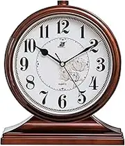 Desk Clock for Table Decor, Retro Mantel Clock Battery Operated for Fireplace Mantel, Living Room, Bedroom, Office, Desktop Decoration(2-Brown)