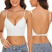 [seagallery] Low Back Bras for Women Push Up Deep V Neck Plunge Backless Bra Multiway Strap Convertible Bra Wire Lifting Bra