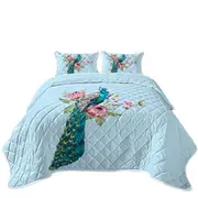 Flowers and Peacock Coverlet