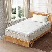Mattress Topper, 5-Zone Memory Foam Mattress Topper, Cooling Gel Infusion with Hypoallergenic Fabric Bamboo Cover (8CM, Single)