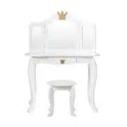 Kids Vanity Table and Chair Set with Mirror and Drawer for Girls White