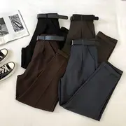 High-Waist Harem Dress Pants Gray - L