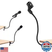 Clip-on Desktop Microphone Stand, Flexible Gooseneck Desk Mic Stand, Micropho