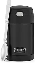 THERMOS FUNTAINER 16 Ounce Stainless Steel Vacuum Insulated Food Jar with Folding Spoon, Black Matte