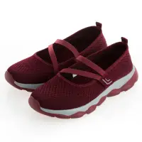 在飛比找Yahoo奇摩購物中心優惠-JMS-輕便防滑舒適透氣網布健走鞋-暗紅色