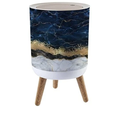 Small Trash Can Lid Abstract Background Blue Marble Fake Stone Texture Liquid