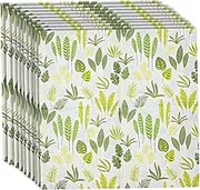 DINHEAROM 3 Packs Greenery Paper Napkins Disposable Paper Napkins with Green Leaves Print for Weddings Dinner Parties and Tea Celebrations