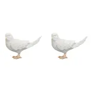 2x White Moose Resin/Metal Budgie Home/Office Living Room Ornament Decor Grey
