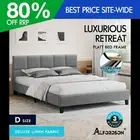 ALFORDSON Bed Frame Double Size Wooden Platform Mattress Base Fabric Grey