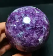 544G Natural Purple Tourmaline Unicorn Gem Mica Symbiotic Crystal Ball R682